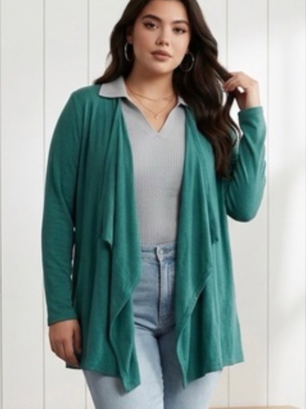 MIX by 41 Hawthorne Open Front Cardigan Sweater Womens 2X Lightweight Stretch